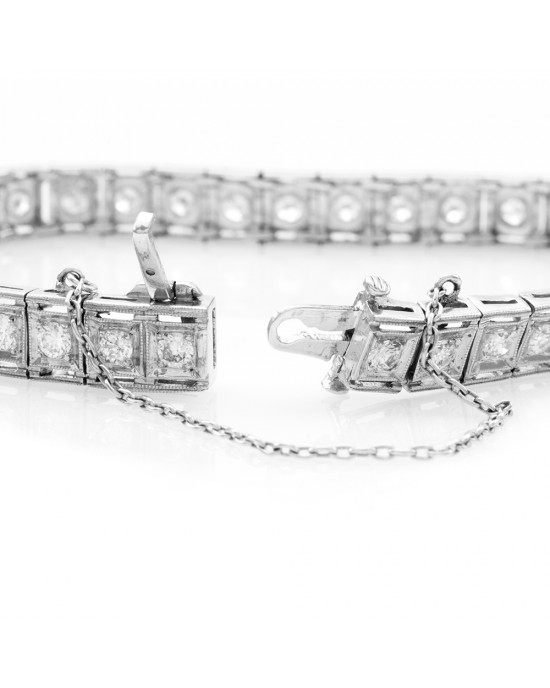 Vintage Diamond Tennis Bracelet w/ Milgrain in Platinum
